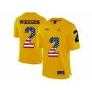 2016 US Flag Fashion-2016 Men's Jordan Brand Michigan Wolverines Charles Woodson #2 College Football Limited Jersey - Yellow