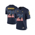 2016 US Flag Fashion-2016 Men's Jordan Brand Michigan Wolverines Desmond Howard #21 College Football Limited Jersey - Navy Blue