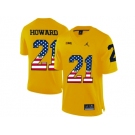 2016 US Flag Fashion-2016 Men's Jordan Brand Michigan Wolverines Desmond Howard #21 College Football Limited Jersey - Yellow