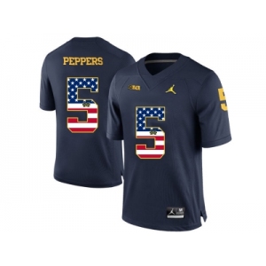 2016 US Flag Fashion-2016 Men's Jordan Brand Michigan Wolverines Jabrill Peppers #5 College Football Limited Jersey - Navy Blue