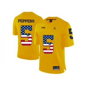 2016 US Flag Fashion-2016 Men's Jordan Brand Michigan Wolverines Jabrill Peppers #5 College Football Limited Jersey - Yellow