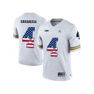 2016 US Flag Fashion-2016 Men's Jordan Brand Michigan Wolverines Jim Harbaugh #4 College Football Limited Jersey - White