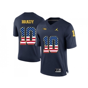 2016 US Flag Fashion-2016 Men's Jordan Brand Michigan Wolverines Tom Brady #10 College Football Limited Jersey - Navy Blue