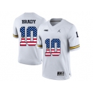 2016 US Flag Fashion-2016 Men's Jordan Brand Michigan Wolverines Tom Brady #10 College Football Limited Jersey - White