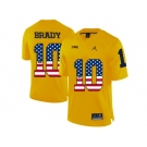 2016 US Flag Fashion-2016 Men's Jordan Brand Michigan Wolverines Tom Brady #10 College Football Limited Jersey - Yellow