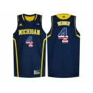 2016 US Flag Fashion-Michigan Wolverines Chirs Webber #4 Basketball Authentic Jersey - Navy Blue