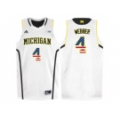 2016 US Flag Fashion-Michigan Wolverines Chirs Webber #4 Basketball Authentic Jersey - White