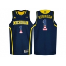 2016 US Flag Fashion-Michigan Wolverines Glenn Robinson III #1 Basketball Authentic Jersey - Navy Blue