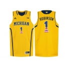 2016 US Flag Fashion-Michigan Wolverines Glenn Robinson III #1 Basketball Authentic Jersey - Yellow