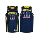 2016 US Flag Fashion-Michigan Wolverines Tim Hardaway Jr. #10 Basketball Authentic Jersey - Navy Blue