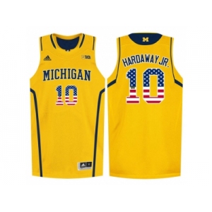 2016 US Flag Fashion-Michigan Wolverines Tim Hardaway Jr. #10 Basketball Authentic Jersey - Yellow