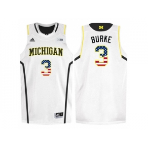 2016 US Flag Fashion-Michigan Wolverines Trey Burke #3 Basketball Authentic Jersey - White