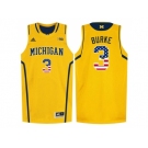 2016 US Flag Fashion-Michigan Wolverines Trey Burke #3 Basketball Authentic Jersey - Yellow