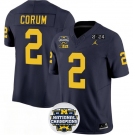 Men's Michigan Wolverines #2 Blake Corum 2024 F.U.S.E. Navy National Championship Stitched Jersey
