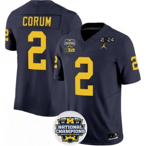 Men's Michigan Wolverines #2 Blake Corum 2024 F.U.S.E. Navy National Championship Stitched Jersey