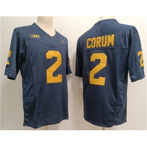 Men's Michigan Wolverines #2 Blake Corum Navy Stitched Jersey