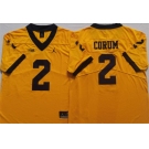 Men's Michigan Wolverines #2 CORUM Yellow Stitched Jersey