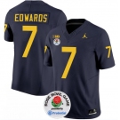 Men's Michigan Wolverines #7 Donovan Edwards 2023 F.U.S.E. Navy Blue Rose Bowl Patch Stitched Jersey