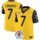 Men's Michigan Wolverines #7 Donovan Edwards 2023 F.U.S.E. Yellow Navy Rose Bowl Patch Stitched Jersey