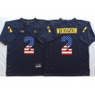 Michigan Wolverines #2 Charles Woodson Navy USA Flag College Jersey