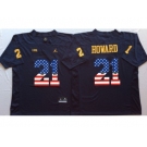 Michigan Wolverines #21 Desmond Howard Navy White USA Flag College Jersey