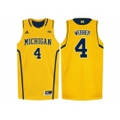 Michigan Wolverines Chirs Webber #4 Basketball Authentic Jersey - Yellow