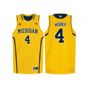 Michigan Wolverines Chirs Webber #4 Basketball Authentic Jersey - Yellow