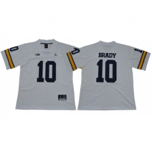 Wolverines #10 Tom Brady White Jordan Brand Limited Stitched NCAA Jersey