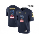 2016 US Flag Fashion-2016 Youth Jordan Brand Michigan Wolverines Charles Woodson #2 College Football Limited Jersey - Navy Blue