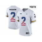 2016 US Flag Fashion-2016 Youth Jordan Brand Michigan Wolverines Charles Woodson #2 College Football Limited Jersey - White