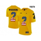 2016 US Flag Fashion-2016 Youth Jordan Brand Michigan Wolverines Charles Woodson #2 College Football Limited Jersey - Yellow