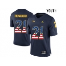 2016 US Flag Fashion-2016 Youth Jordan Brand Michigan Wolverines Desmond Howard #21 College Football Limited Jersey - Navy Blue