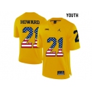 2016 US Flag Fashion-2016 Youth Jordan Brand Michigan Wolverines Desmond Howard #21 College Football Limited Jersey - Yellow