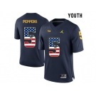 2016 US Flag Fashion-2016 Youth Jordan Brand Michigan Wolverines Jabrill Peppers # 5 College Football Limited Jersey - Navy Blue