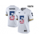 2016 US Flag Fashion-2016 Youth Jordan Brand Michigan Wolverines Jabrill Peppers #5 College Football Limited Jersey - White