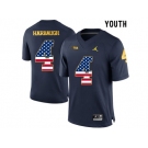 2016 US Flag Fashion-2016 Youth Jordan Brand Michigan Wolverines Jim Harbaugh #4 College Football Limited Jersey - Navy Blue