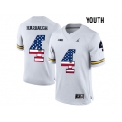 2016 US Flag Fashion-2016 Youth Jordan Brand Michigan Wolverines Jim Harbaugh #4 College Football Limited Jersey - White