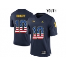 2016 US Flag Fashion-2016 Youth Jordan Brand Michigan Wolverines Tom Brady #10 College Football Limited Jersey - Navy Blue