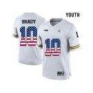 2016 US Flag Fashion-2016 Youth Jordan Brand Michigan Wolverines Tom Brady #10 College Football Limited Jersey - White