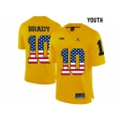 2016 US Flag Fashion-2016 Youth Jordan Brand Michigan Wolverines Tom Brady #10 College Football Limited Jersey - Yellow