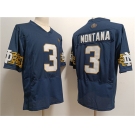 Men's Notre Dame Fighting Irish #3 Joe Montana Navy With Name Limited Stitched Jersey