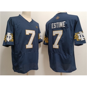 Men's Notre Dame Fighting Irish #7 Audric Estimé Navy With Name Limited Stitched Jersey