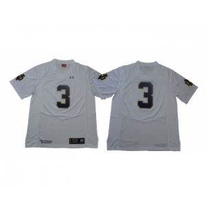 Notre Dame Fighting Irish #3 White Under Armour College Football Jersey