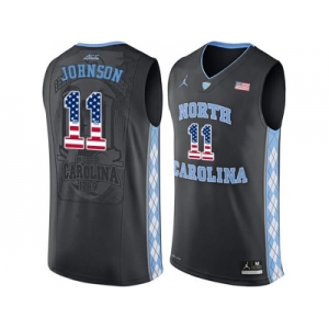 2016 US Flag Fashion 2016 Men's North Carolina Tar Heels Brice Johnson #11 College Basketball Jersey - Black