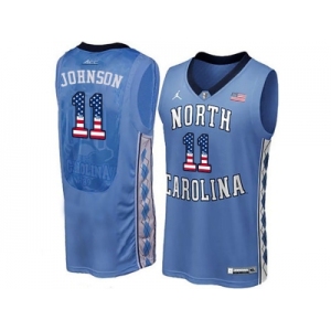 2016 US Flag Fashion 2016 Men's North Carolina Tar Heels Brice Johnson #11 College Basketball Jersey - Blue