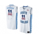 2016 US Flag Fashion 2016 Men's North Carolina Tar Heels Brice Johnson #11 College Basketball Jersey - White