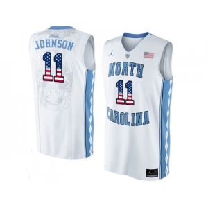 2016 US Flag Fashion 2016 Men's North Carolina Tar Heels Brice Johnson #11 College Basketball Jersey - White