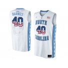 2016 US Flag Fashion 2016 Men's North Carolina Tar Heels Harrison Barnes #40 College Basketball Jersey - White