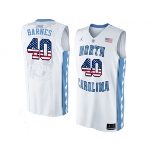 2016 US Flag Fashion 2016 Men's North Carolina Tar Heels Harrison Barnes #40 College Basketball Jersey - White