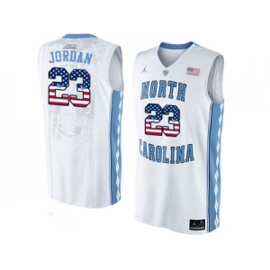 2016 US Flag Fashion 2016 Men's North Carolina Tar Heels Michael Jordan #23 College Basketball Jersey - White